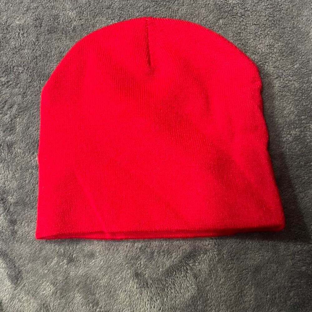 Shein Top Tier Red and White Knit Beanie - Picture 2 of 2